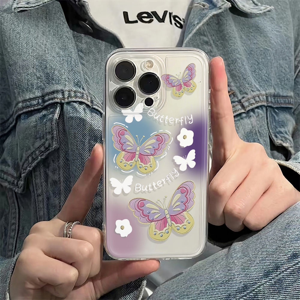 ✅Ốp Điện Thoại Mềm Chống Sốc Họa Tiết Bướm Đơn Giản Cho iPhone1213 14pro78max 116Inch QD8X