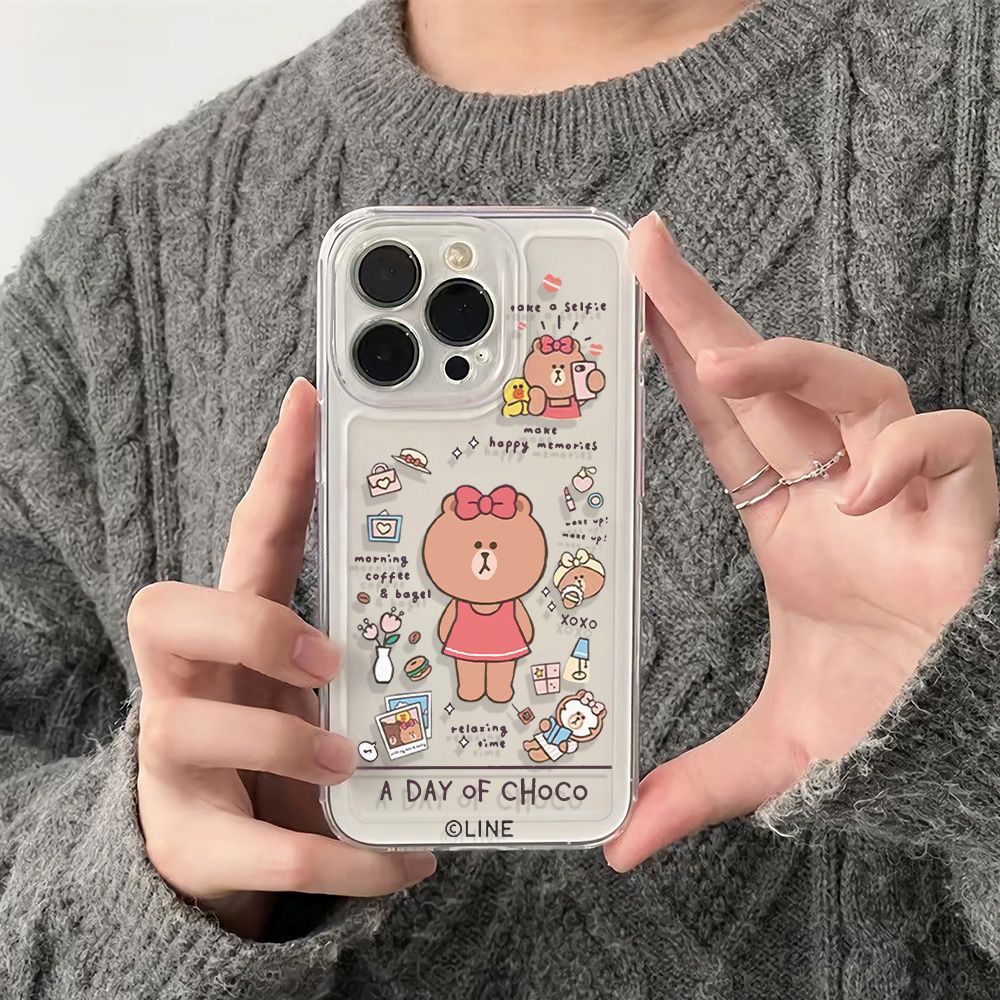 ✅Ốp Điện Thoại Mềm Chống Sốc In Hình Gấu Nâu Cho Iphone 11 14Pro 7813Iphone 12 Plus 6 Inch