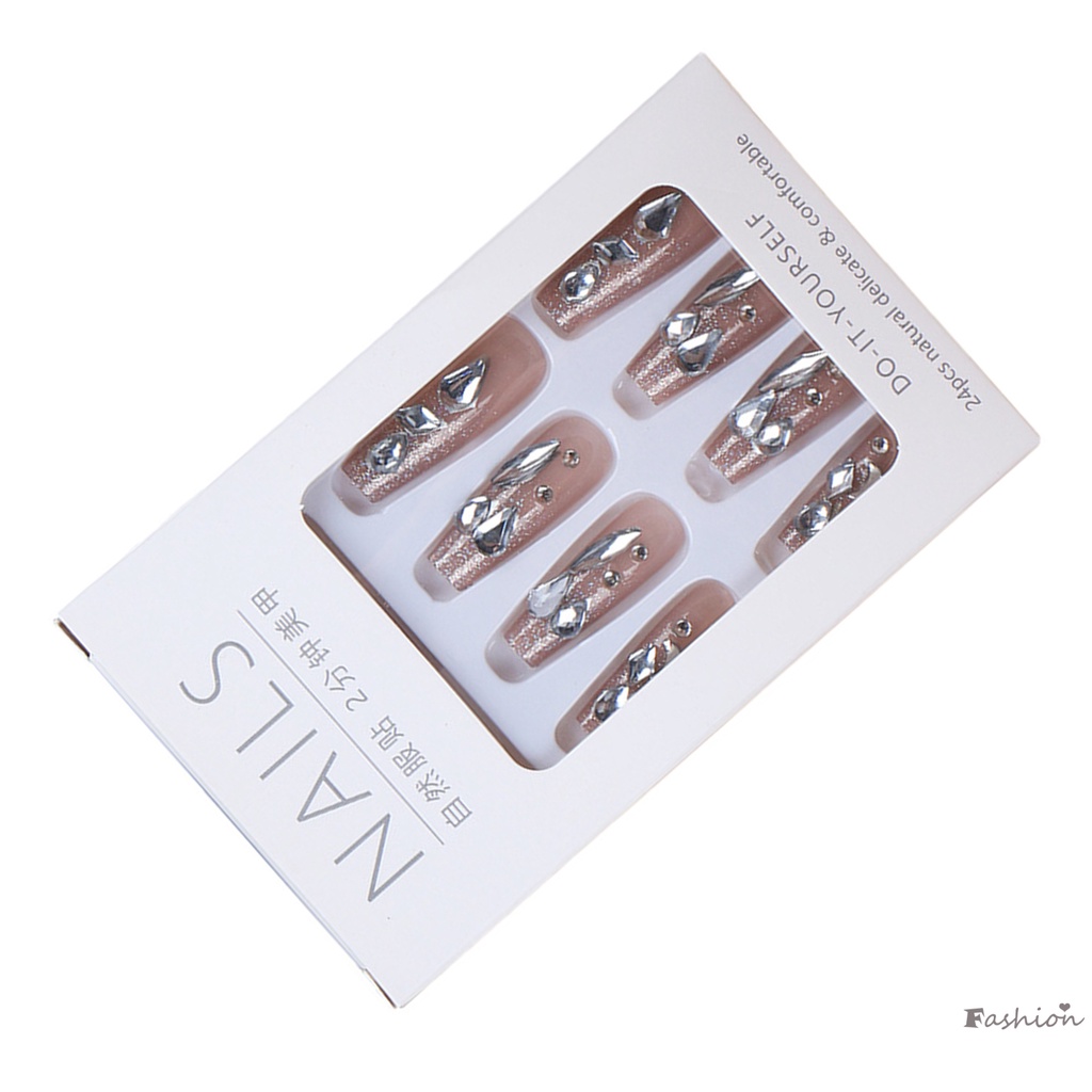 Móng Tay Giả Màu Bạc Lấp Lánh Thời Trang Cho Nữ