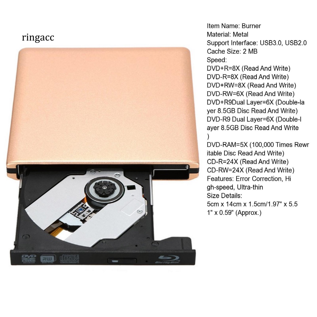 Đầu Đọc Đĩa DVD ROM CD-RW Ổn Định Tốc Độ Cao Siêu Mỏng Không Ồn Kết Nối Usb 3.0 Cho Laptop