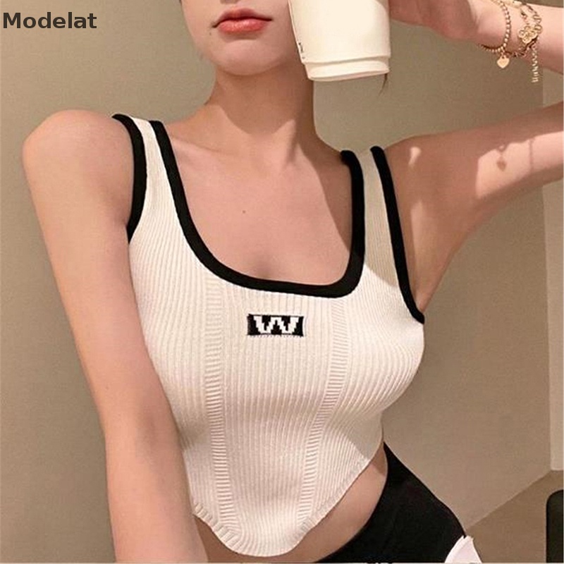 Mfc Áo Dệt Kim Sát Nách Màu Sắc Tương Phản Thời Trang Mùa Hè Quyến Rũ Cho Nữ