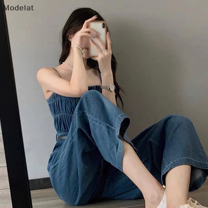 Mfc Jumpsuit Denim Dáng Rộng Đơn Giản Dễ Phối Đồ Mùa Hè Phổ Biến Cho Nữ Giới