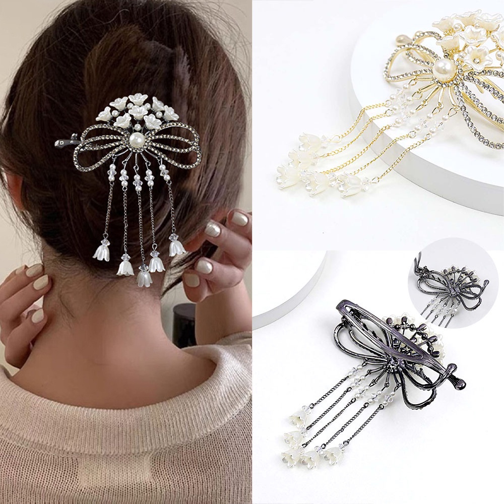 Haimeikang Kẹp Tóc Đính Đá Và Ngọc Trai Thời Trang Mới Cho Nữ