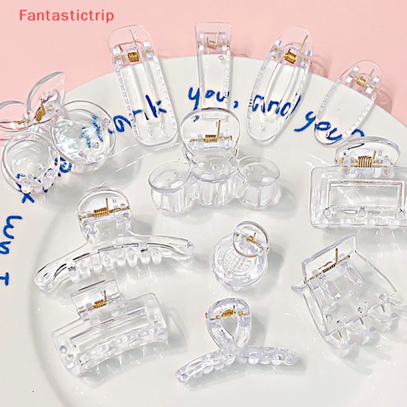 Set 10 Kẹp Tóc Càng Cua Cỡ Lớn Bằng Nhựa Trong Suốt Thời Trang Cho Nữ