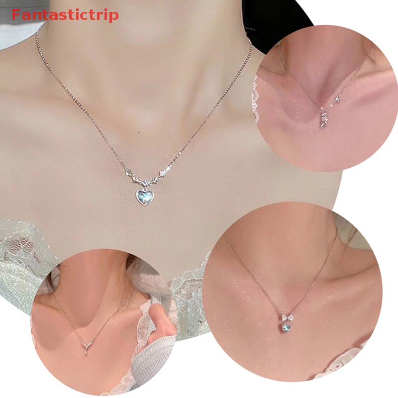Vòng cổ Mặt Trái Tim Đính Đá Zircon Lấp Lánh Thời Trang Cho Nữ