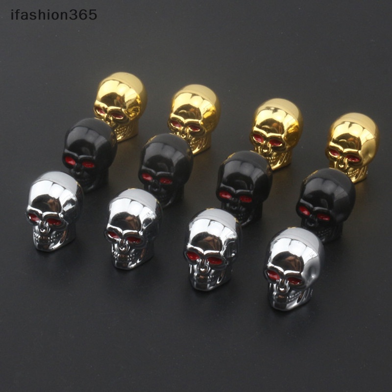 Nắp Van Bánh Xe Hơi / Xe Máy Bằng Hợp Kim ABS Hình Đầu Lâu Độc Đáo ifashion365
