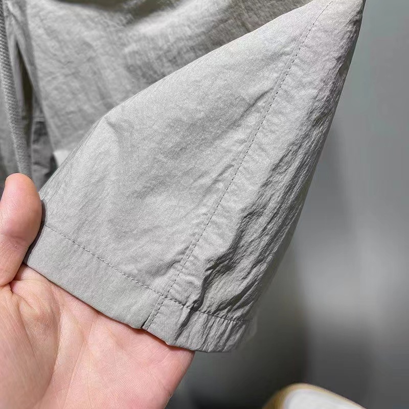 Quần Short nylon Thêu Nhãn Hiệu Hình Vuông Thời Trang Thường Ngày