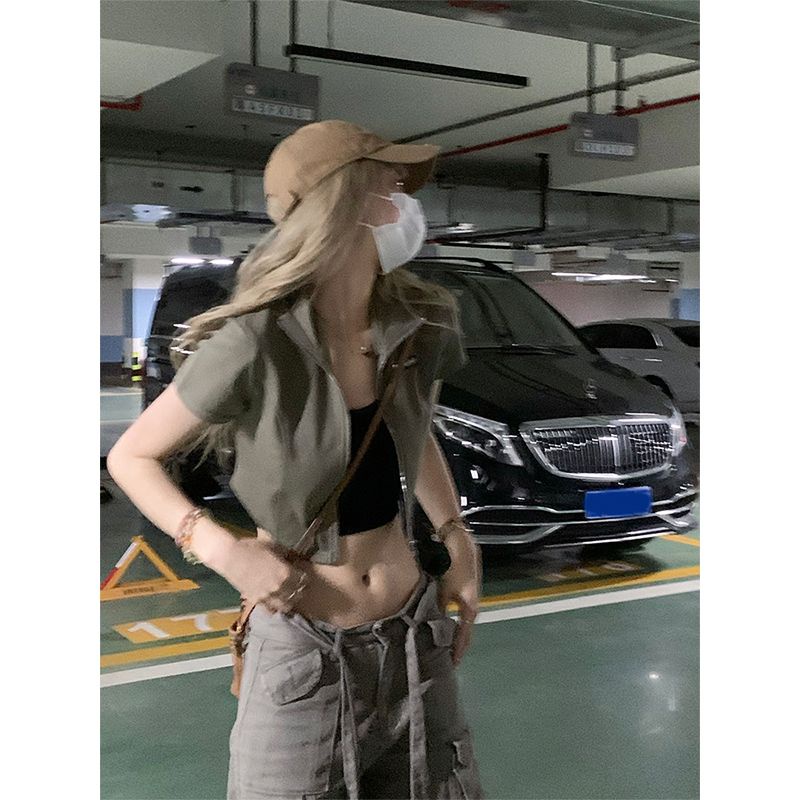 COZOK Áo Thun Tay Ngắn Cổ Polo Phối Khóa Kéo Thời Trang Trẻ Trung