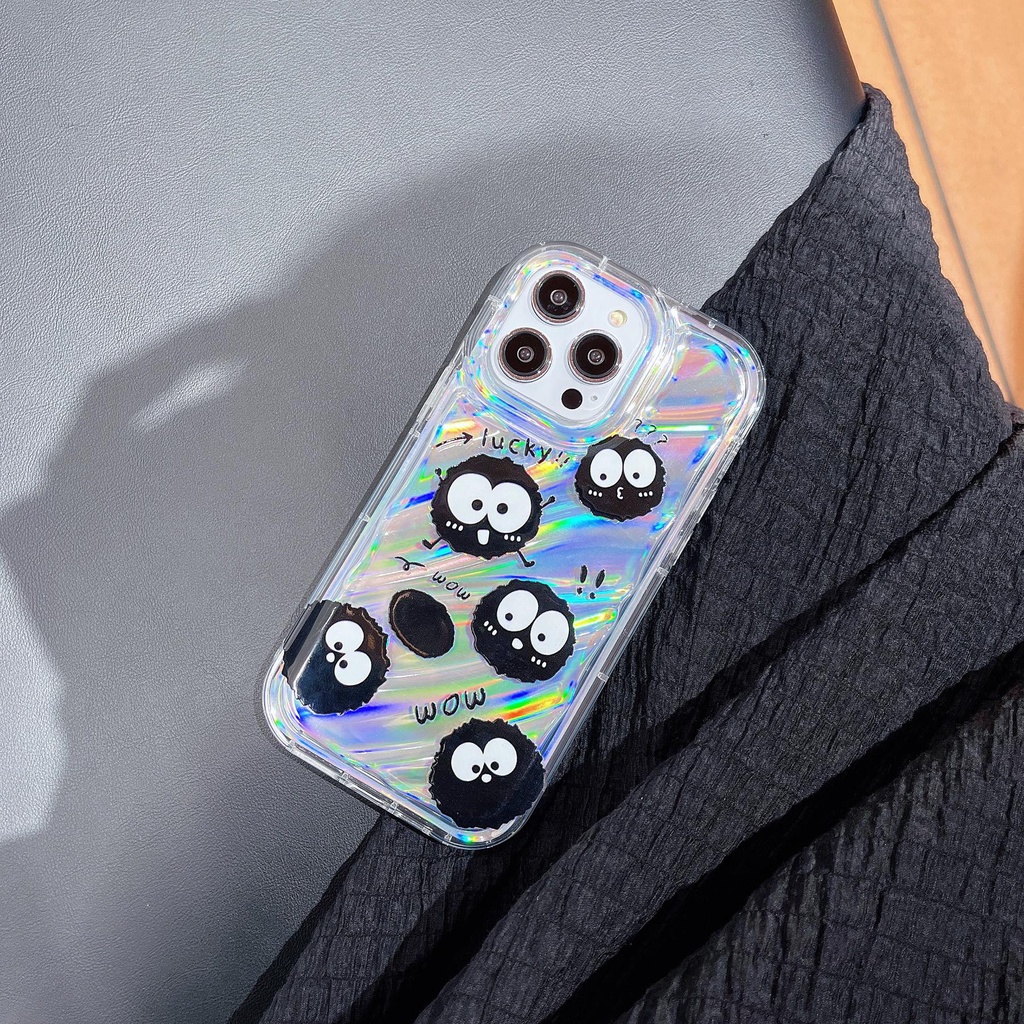 Ốp Điện Thoại TPU Trong Suốt Màu Laser Họa Tiết Hoạt Hình Cho iPhone 12 13 14 Pro Max