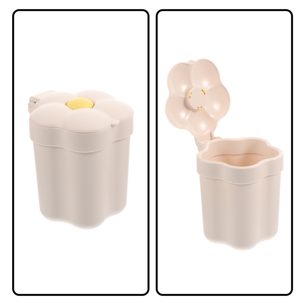 Thùng Rác Mini Có Nắp Chống Bụi Họa Tiết Hoạt Hình Dễ Thương