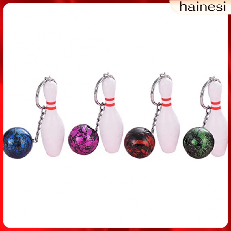 Set 4 Móc Khóa Kim Loại Hình Bowling Dễ Thương