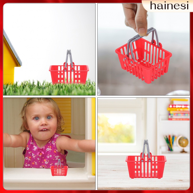 Kids Toy Shopping Cart Mini Basket Grocery Plastic Baskets Doll House Pretend Baby Child 12 Pcs