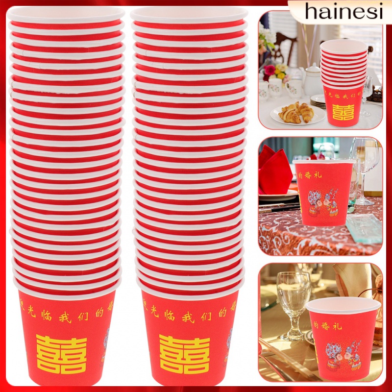 Set 100 Cốc Giấy Uống Rượu 2 Tầng Đứng Phong Cách Trung Hoa