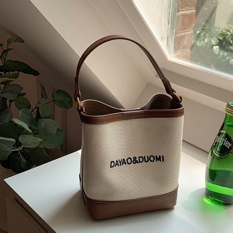 Túi Đeo Chéo Vải canvas In Chữ Phối Màu Độc Đáo Thời Trang Hàn Quốc Dễ Phối Đồ Cho Nữ