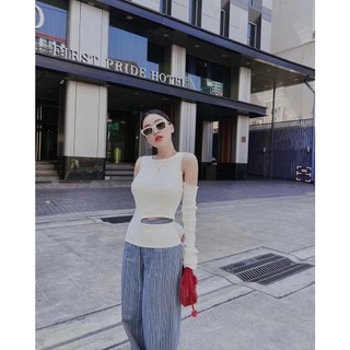 Áo tay dài khoét vai cut eo