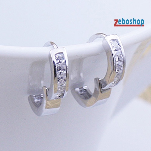 Bông Tai Mạ Bạc Dáng Tròn Nhỏ Đính Đá Thời Trang Cho Nam