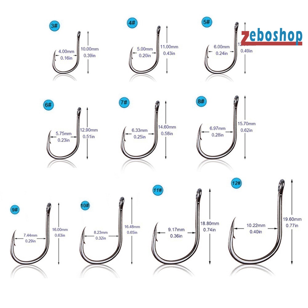 Set 100 Móc Câu Cá Hình Tròn Bằng Thép Carbon Sắc Bén Chắc Chắn