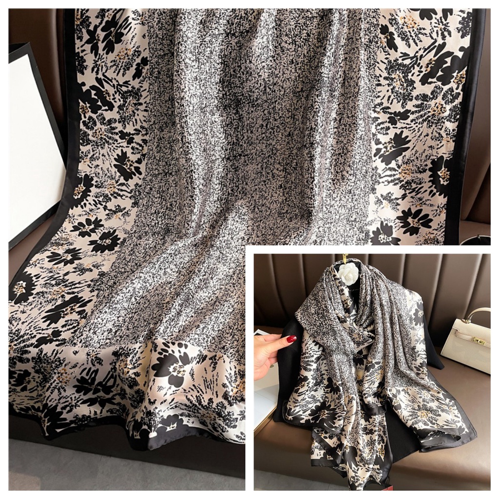 Khăn Quàng Cổ Hình Vuông Cỡ Lớn 180 * 90CM Chống Nắng Bằng Lụa Sang Trọng