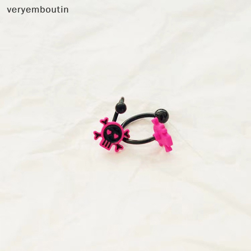 Nhẫn Mũi / Môi / Lưỡi Hình Đầu Lâu Màu Đen / Hồng Phong Cách Punk
