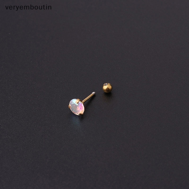 1 Khuyên Tai Dạng Xoắn Ốc Đính Đá Zircon Nhiều Màu