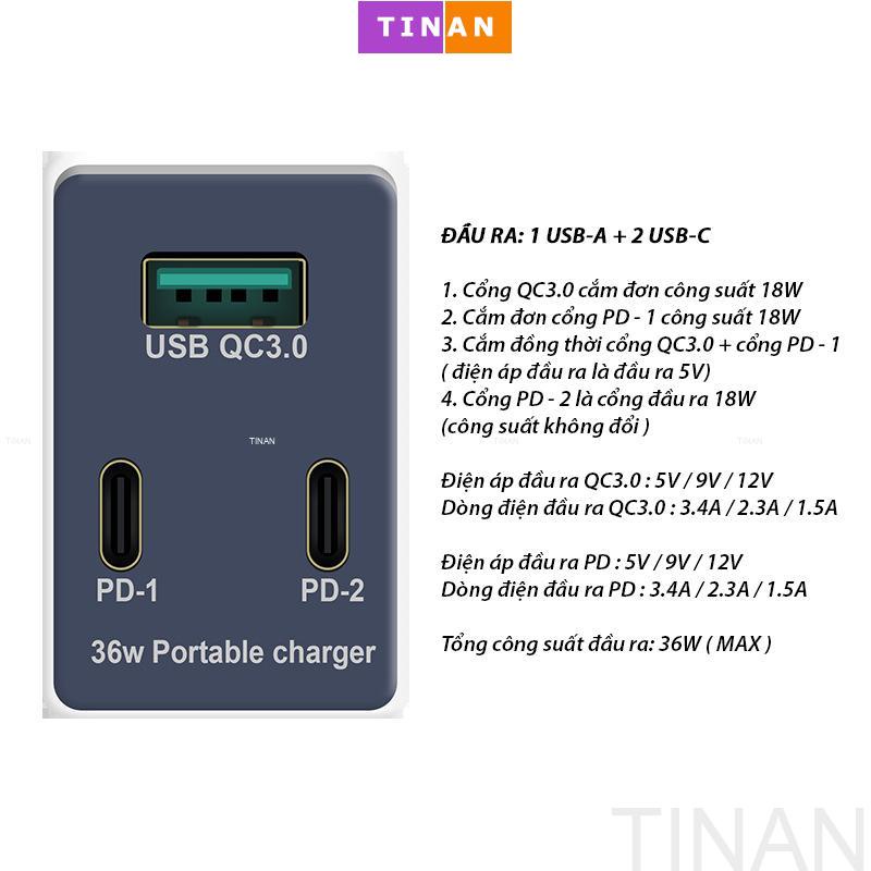 Bộ Sạc 2 Cổng PD + 1 Cổng USB QC3.0 (WLX-X3), Củ Sạc Dùng Sạc 3 Thiết Bị Cùng Lúc