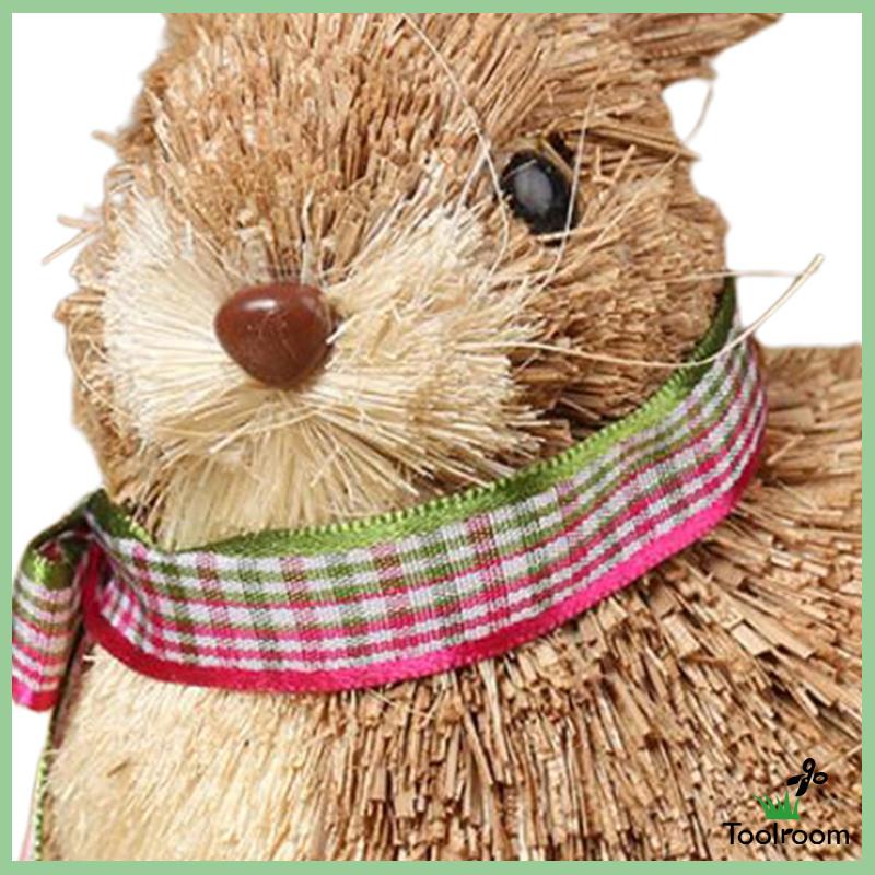 Mô Hình Chú Thỏ Phục Sinh Bằng Rơm Thủ Công Để Bàn Trang Trí