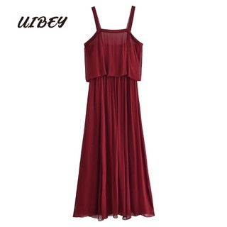 Uibey Đầm Không Tay Viền Bèo Nhún Thời Trang 2470