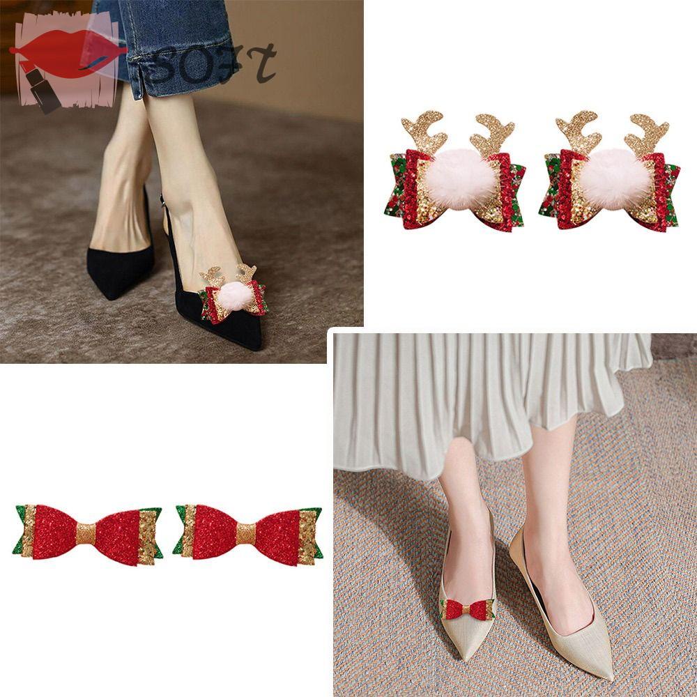 1 Cặp Kẹp Nơ Trang Trí Giày Cao Gót Giáng Sinh