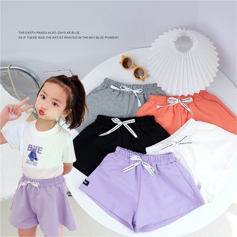 Quần Short Cotton Mềm Thoáng Khí Màu Trơn Thời Trang Mùa Hè Cho Bé Gái