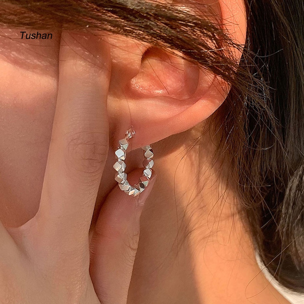 1 Đôi Bông Tai Xỏ Hạt Cườm Hình Vuông Phong Cách Hàn Quốc Dành Cho Nữ