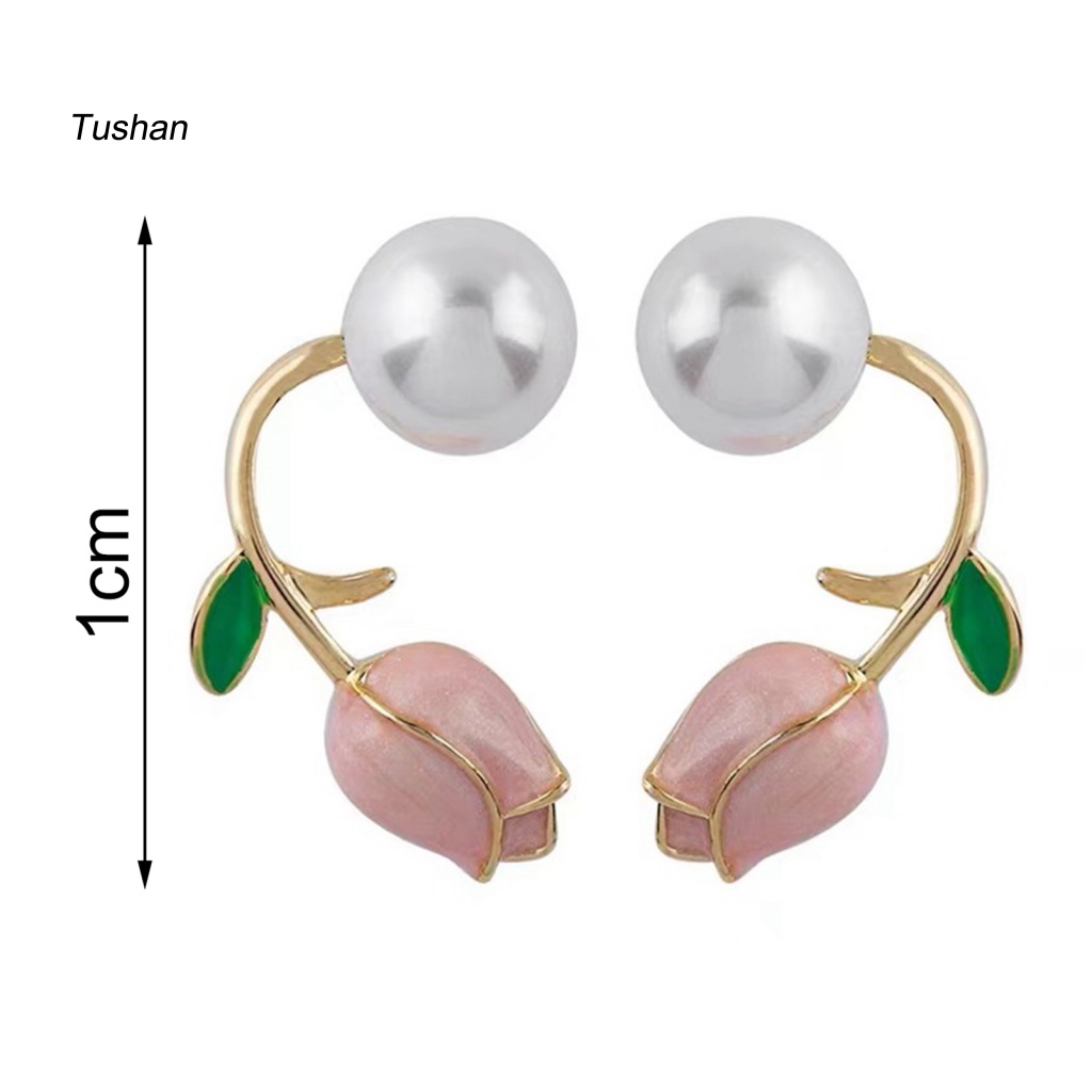 1 Đôi Bông Tai Hình Hoa Đính Ngọc Trai Giả Phong Cách Hàn Quốc Dành Cho Nữ