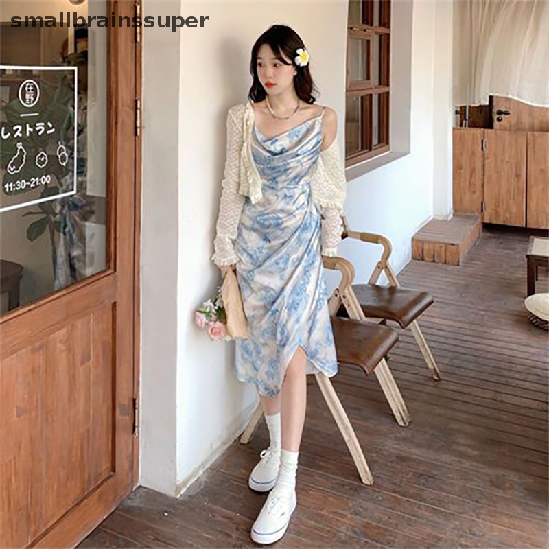 Đầm Hai Dây Họa Tiết Hoa Thanh Lịch Quyến Rũ Cho Nữ