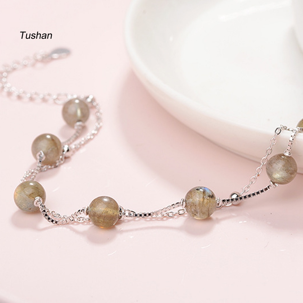 Vòng Tay Dây Xích Nối Dài Hai Lớp Đính Đá Pha Lê Nhân Tạo Có Thể Điều Chỉnh