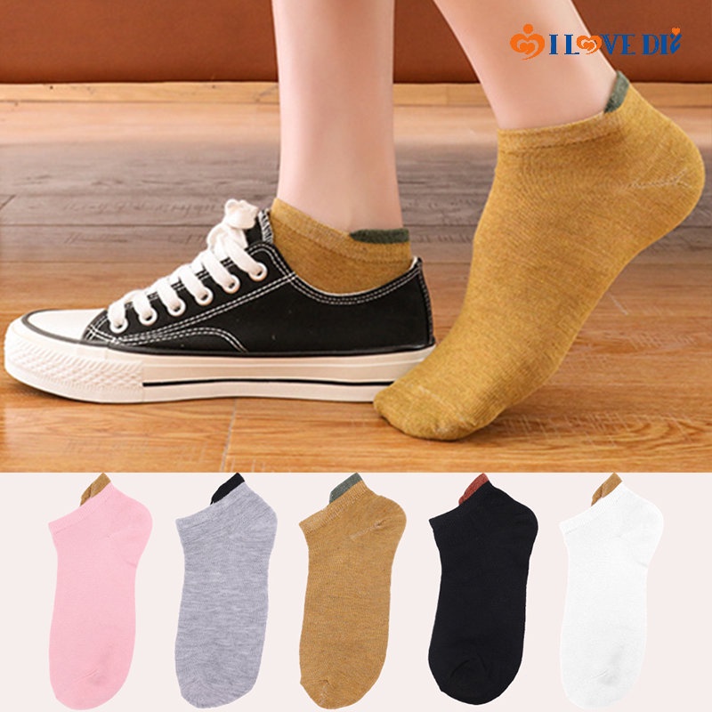 Vớ Cổ Thấp Màu Trơn Thoáng Khí Thời Trang Mùa Hè Cho Nữ