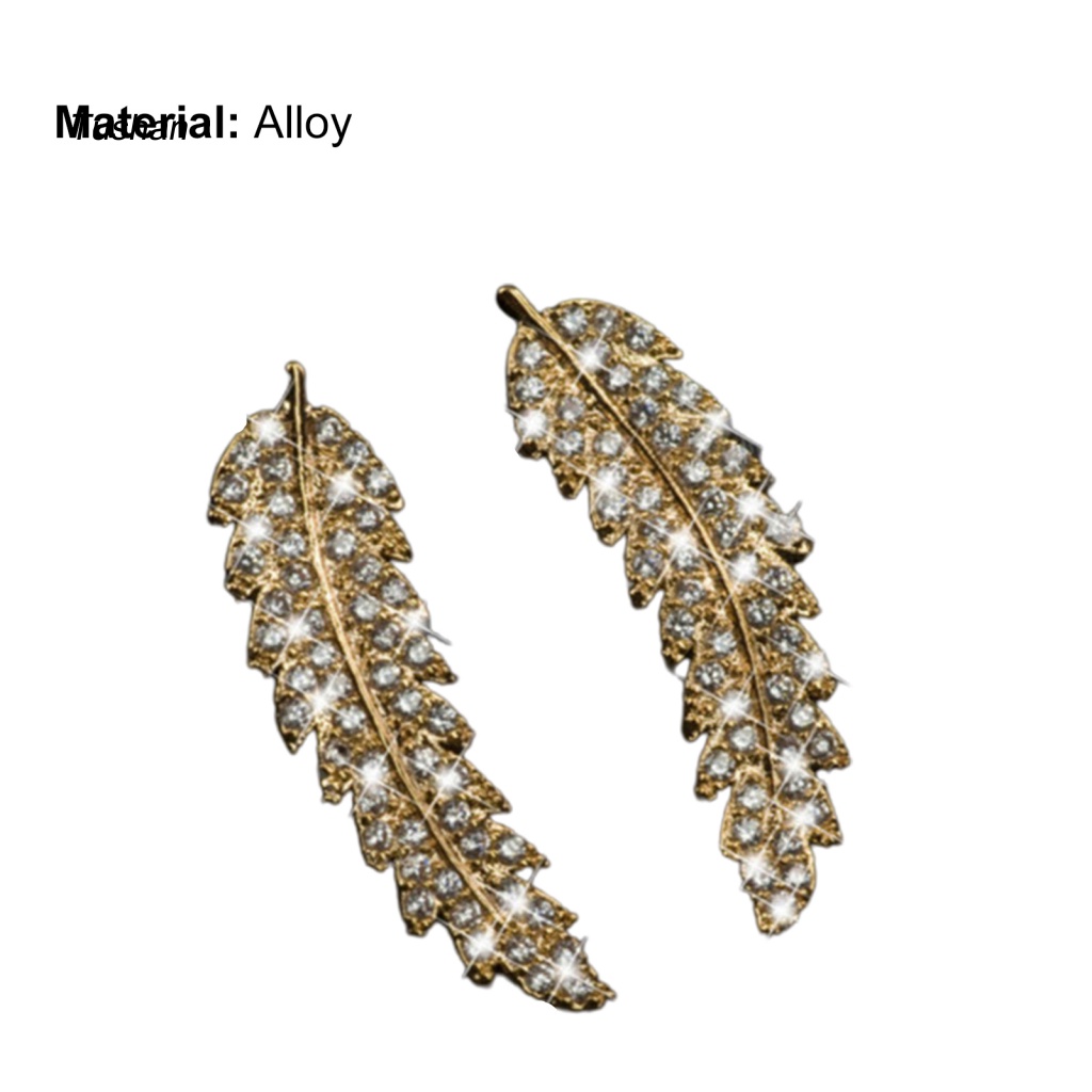 1 Đôi Bông Tai Hình Chiếc Lá Đính Đá Lấp Lánh Dành Cho Nữ