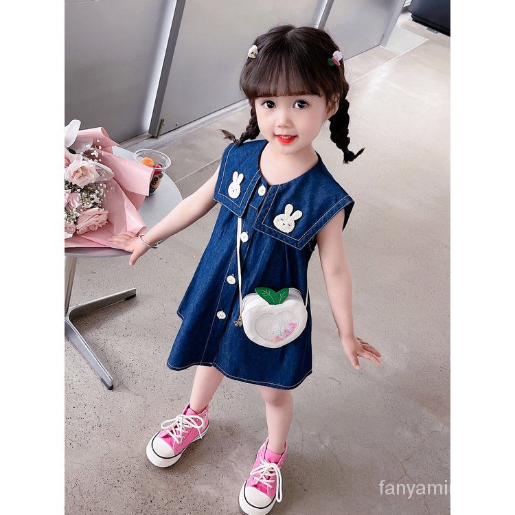 Đầm Denim Sát Nách Màu Trơn Phong Cách Thời Trang Mùa Hè Mới 2023 CXP5