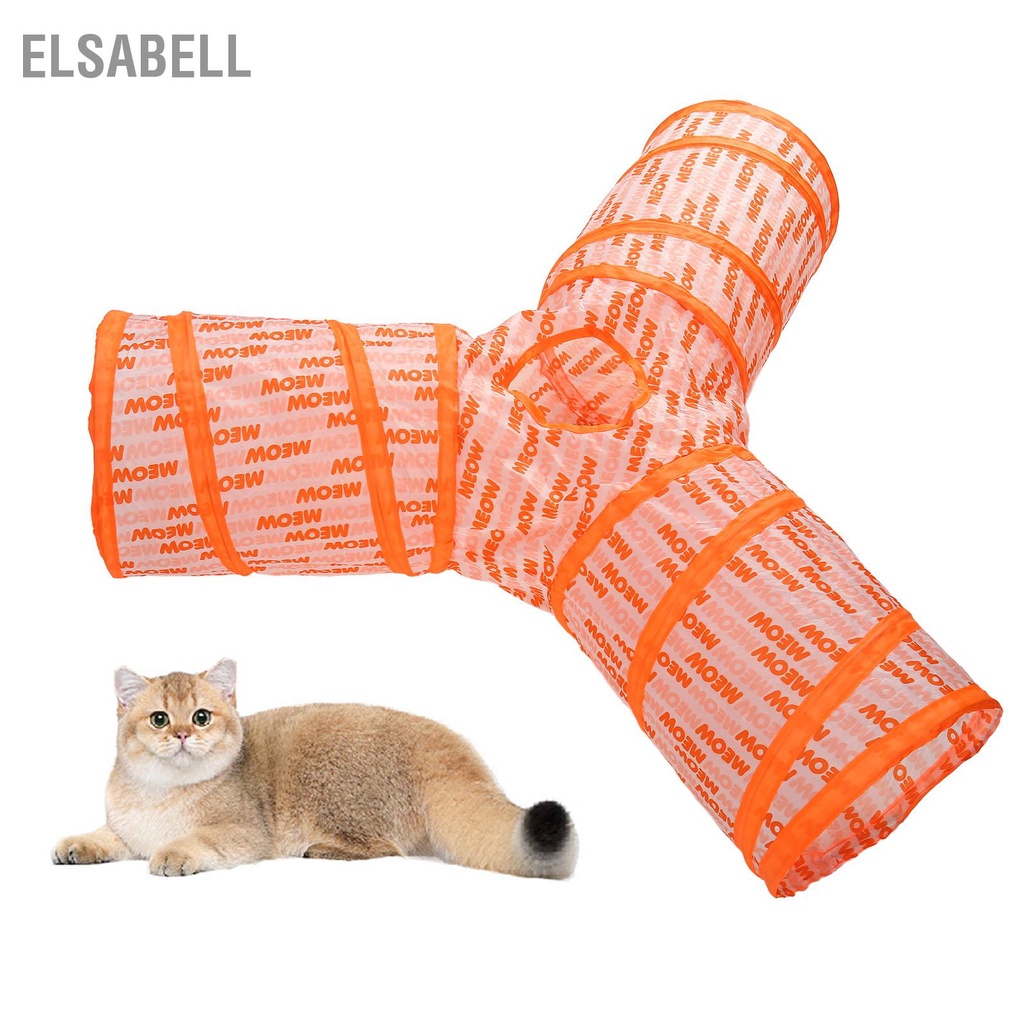 Elsabell 3 Mèo Đường Hầm Ống Hình Chữ Y Thu Gọn Tương Tác Bảng Cái In Thú Cưng Đồ Chơi Có Lỗ Nhìn Trong Nhà Ngoài Trời
