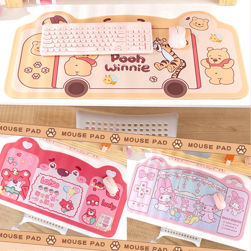Đệm Lót Chuột Và Bàn Phím Máy Tính Hình Tai Mèo Dễ Thương Dày Dặn Chống Trượt Kích Thước 600 * 300MM / 800 * 400MM