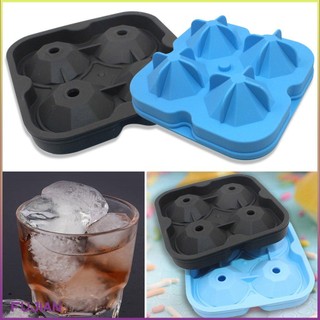 4 Hole Diamond Ice Tray Silicone Cream Maker Mould Fruit Cube Mold [B/8]