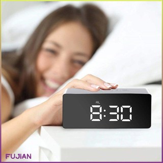 Led Temperature Display Digital Mirror Alarm Clock With Snooze Time Adjustable Brightness For Bedroom Office [B/1]