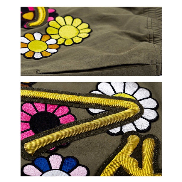 Fashionable New Embroidered Gold Thread SUNFLOWER Shorts Men's Loose Cargo Sports Pants Thin and All-Matching Shorts GRoa