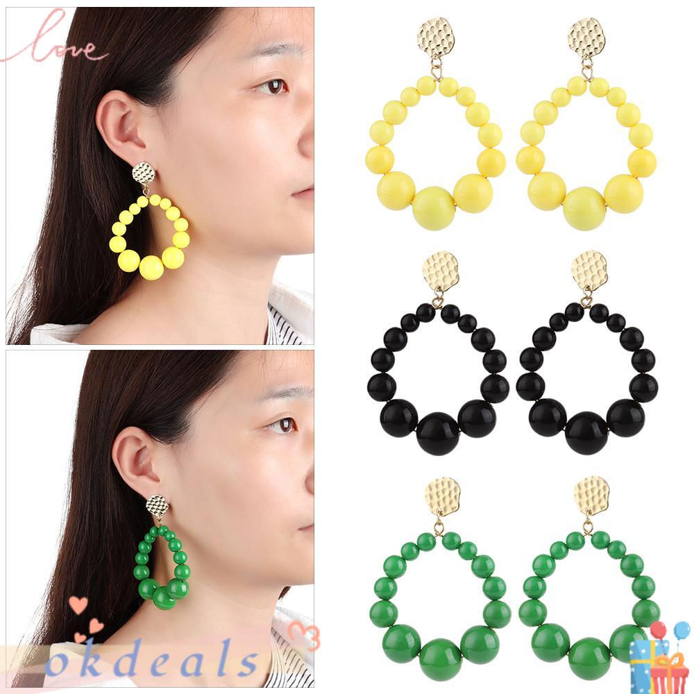 Khuyên Tai Dạng Treo Xỏ Hạt Nhiều Màu Sắc Phong Cách Bohemian