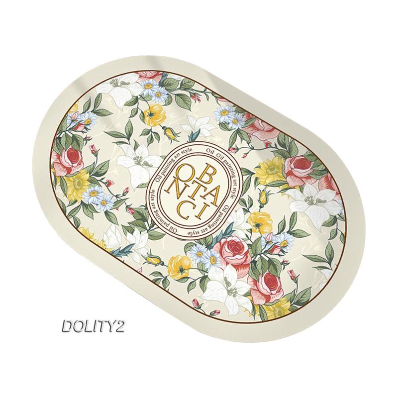 Set 2 Thảm Lót Sàn Nhà Tắm / Bồn Rửa Chén Hình Oval Thấm Hút Nước Chống Trượt