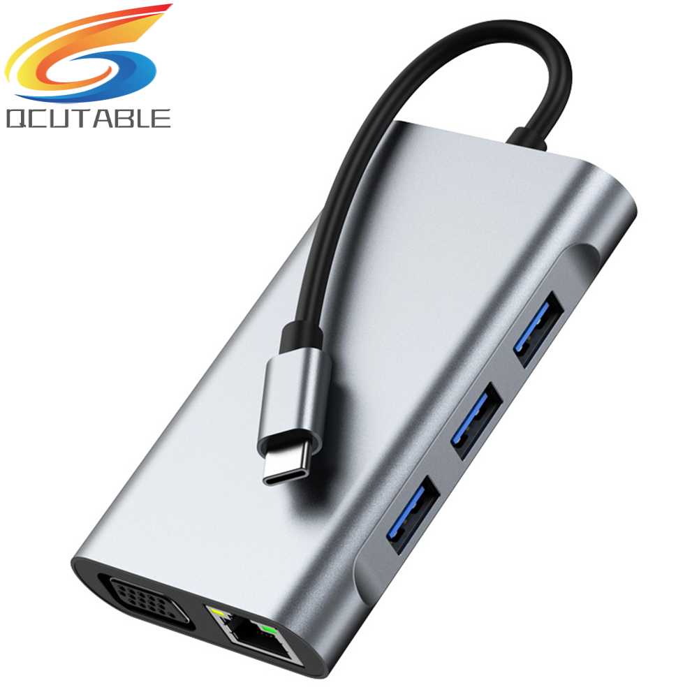 Bộ Chia Cổng Type-C 8 Trong 1 1080P 5GMbps 4K 30hz RJ45 100M 100W PD Chất Lượng Cao