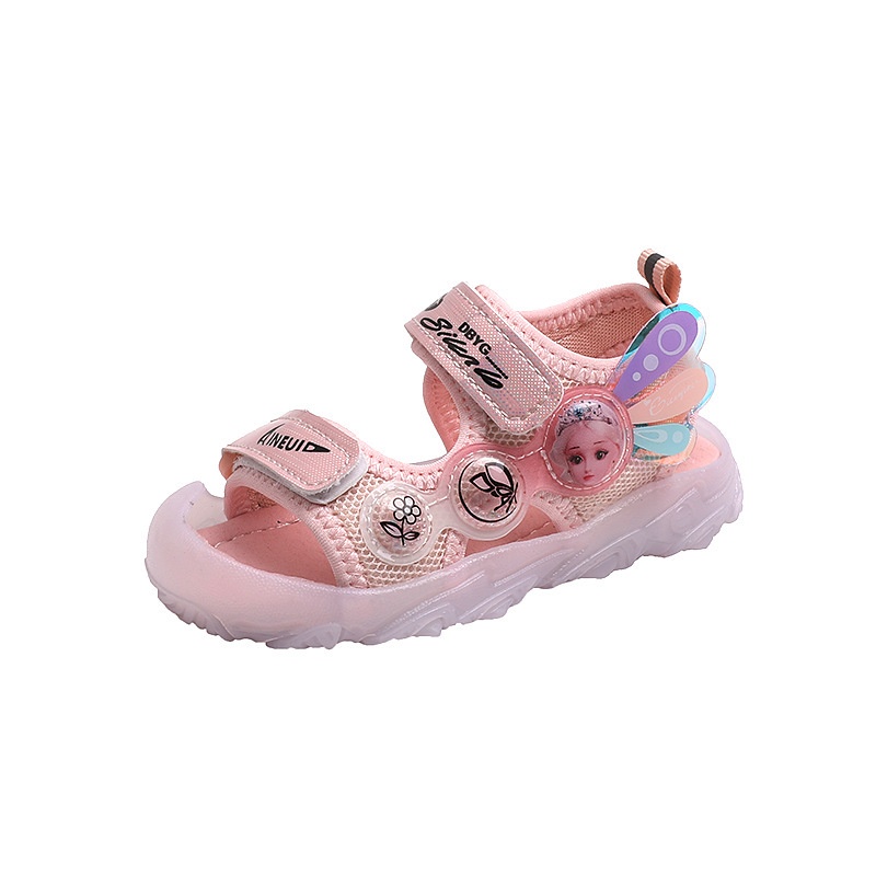 Giày Xăng Đan Đi Biển Thoáng Khí Chống Va Chạm Có Đèn Thời Trang Mùa Hè 2023 Cho Bé