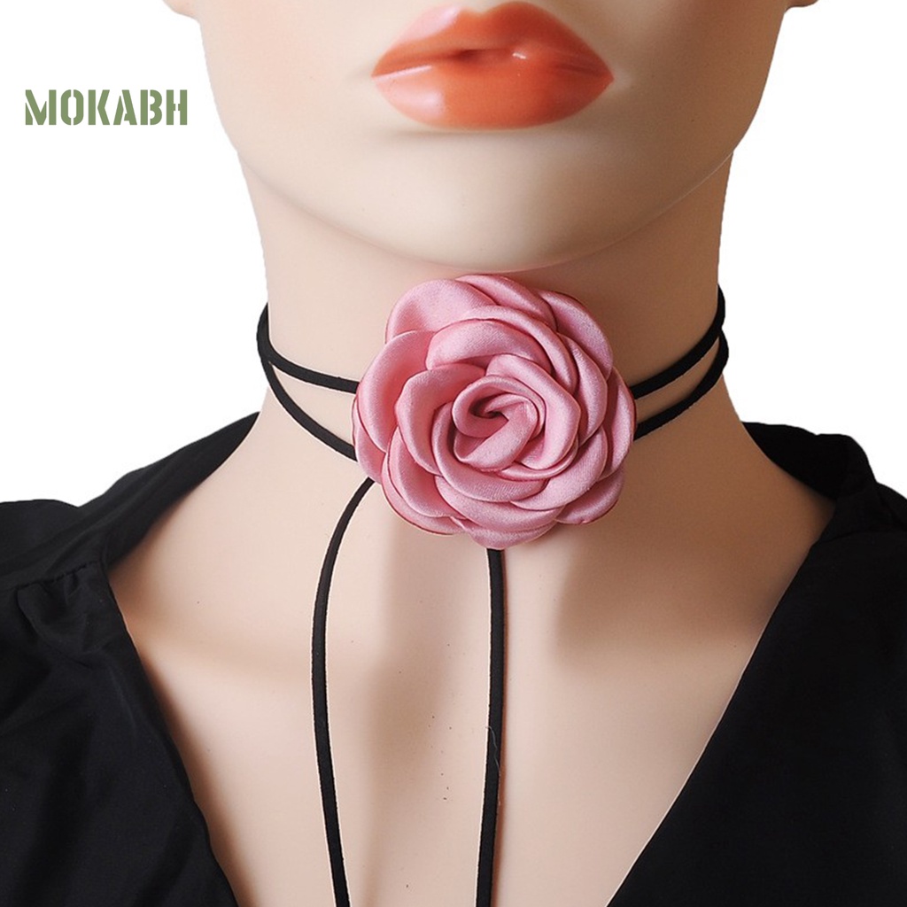 Vòng Cổ Choker Màu Trơn Họa Tiết Hoa Thanh Lịch Có Thể Điều Chỉnh Cho Nữ