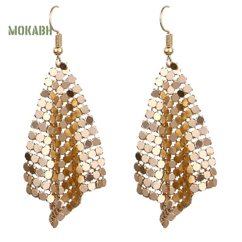 Bông Tai Dạng Móc Hình Lưới Đính Kim Sa Lấp Lánh Thời Trang Dự Tiệc Cho Nữ