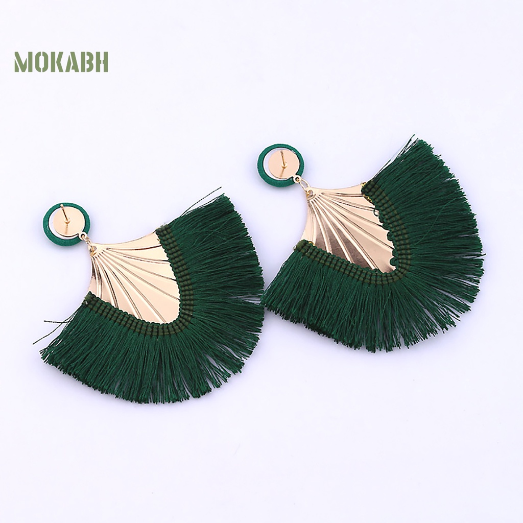 1 Đôi Bông Tai Hình Quạt Tua Rua Phong Cách Bohemia Sáng Tạo Dành Cho Nữ