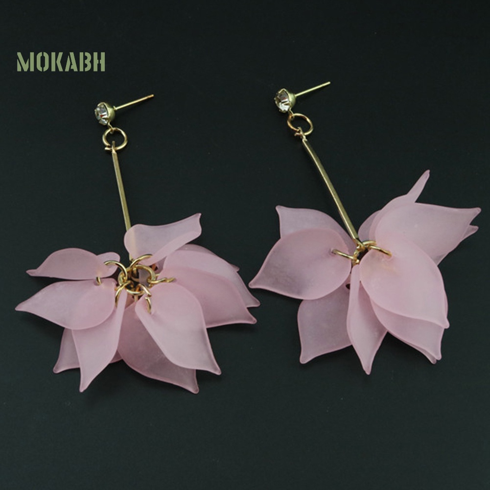 Bông Tai Dáng Dài Hình Cánh Hoa Bằng Nhựa Resin Ngọt Ngào Cho Nữ