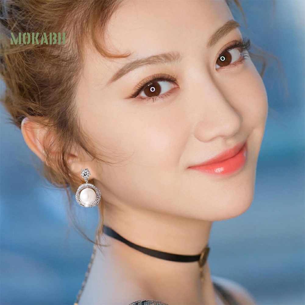 Bông Tai Tròn Đính Ngọc Trai Giả Thanh Lịch Cho Nữ